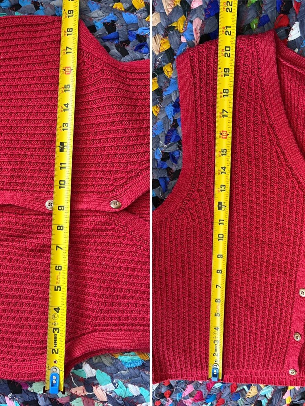 Vintage 90s Eddie Bauer Red Knit Linen Blend Sweater Vest Women's Size Medium - Picture 15 of 16